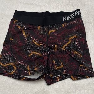Nike Pro Black and Red Patterned Shorts